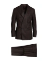 Caruso Man Suit Dark Brown Size 46 Wool In Brown