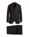 Caruso Man Suit Dark Brown Size 46 Wool, Mohair Wool In Brown