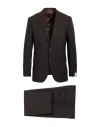 Caruso Man Suit Dark Brown Size 48 Wool In Brown