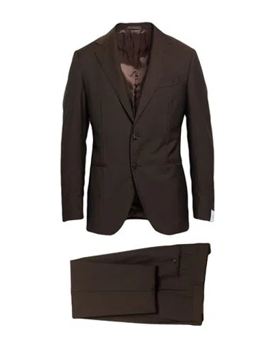 Caruso Man Suit Dark Brown Size 48 Wool, Mohair Wool