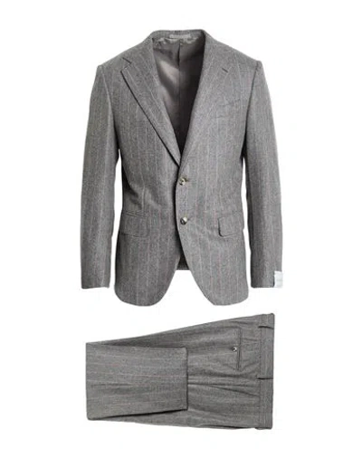 Caruso Man Suit Grey Size 36 Wool