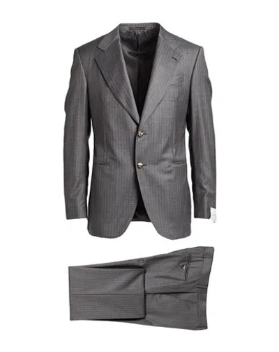Caruso Man Suit Grey Size 40 Wool In Gray