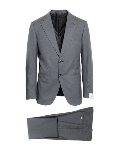 Caruso Man Suit Grey Size 44 Cotton, Wool In Gray