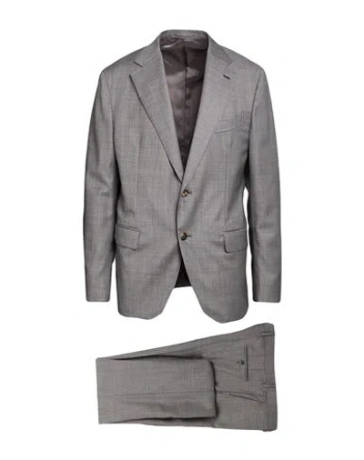 Caruso Man Suit Grey Size 46 Super 130s Wool In Gray