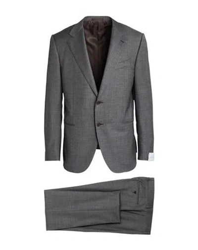 Caruso Man Suit Grey Size 46 Wool In Gray