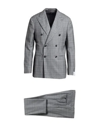 Caruso Man Suit Grey Size 46 Wool In Gray