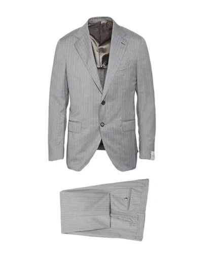 Caruso Man Suit Grey Size 46 Wool In Gray
