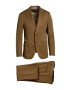 Caruso Man Suit Khaki Size 44 Wool In Beige