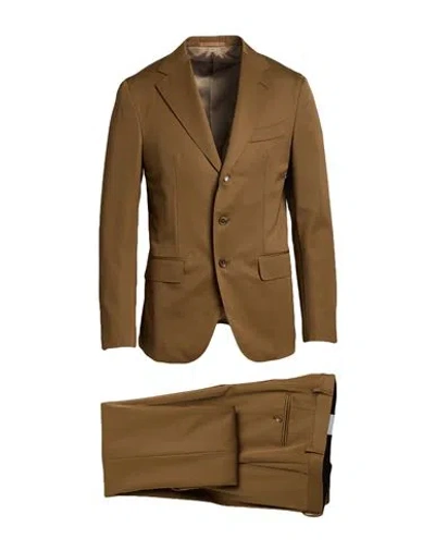 Caruso Man Suit Khaki Size 44 Wool In Beige