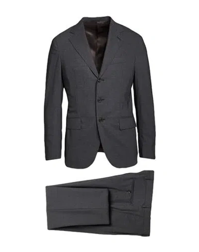 Caruso Man Suit Lead Size 44 Wool, Elastane In Grey