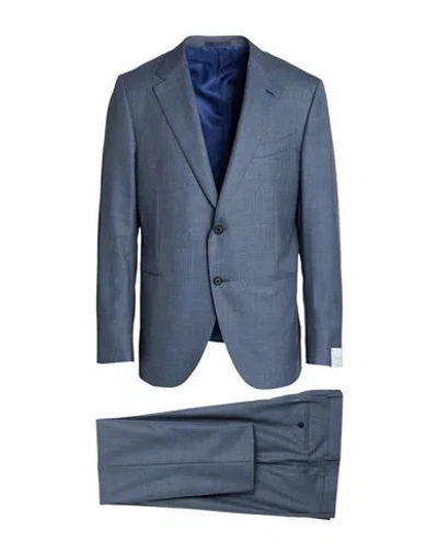 Caruso Man Suit Light Blue Size 42 Wool