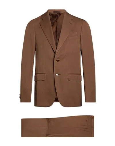 Caruso Man Suit Light Brown Size 34 Wool