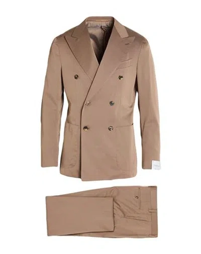 Caruso Man Suit Light Brown Size 46 Wool