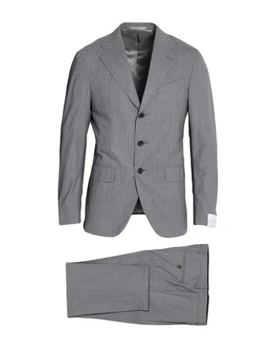 Caruso Man Suit Light Grey Size 40 Wool In Gray
