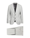 Caruso Man Suit Light Grey Size 44 Wool In Gray