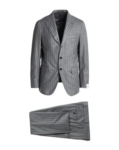 Caruso Man Suit Light Grey Size 44 Wool In Gray
