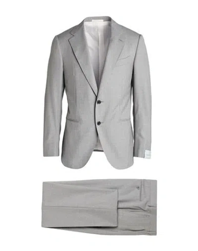 Caruso Man Suit Light Grey Size 46 Wool