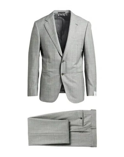 Caruso Man Suit Light Grey Size 46 Wool In Gray