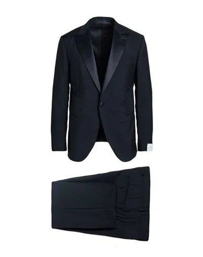 Caruso Man Suit Midnight Blue Size 40 Wool, Mohair Wool In Multi