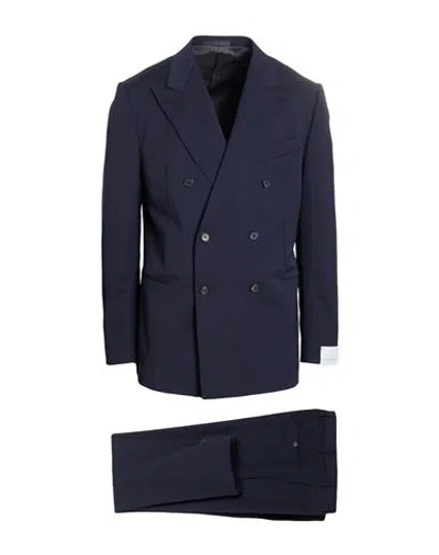 Caruso Man Suit Midnight Blue Size 42 Wool, Elastane