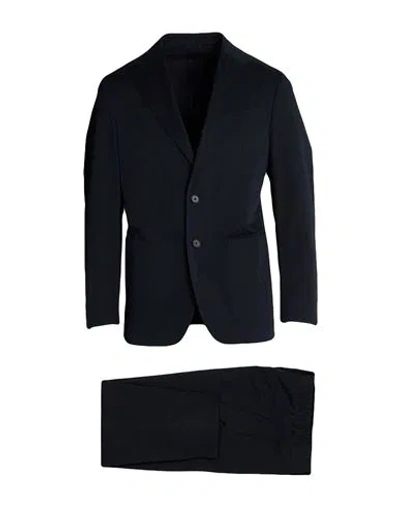 Caruso Man Suit Midnight Blue Size 44 Cotton, Elastane