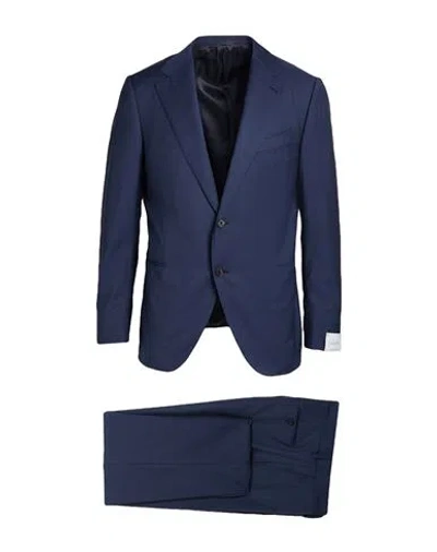 Caruso Man Suit Midnight Blue Size 44 Wool