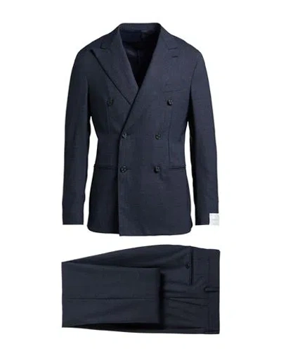 Caruso Man Suit Midnight Blue Size 44 Wool