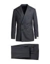 Caruso Man Suit Midnight Blue Size 44 Wool In Blue