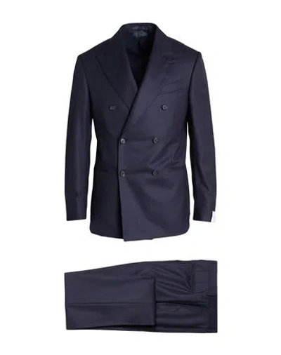 Caruso Man Suit Midnight Blue Size 44 Wool