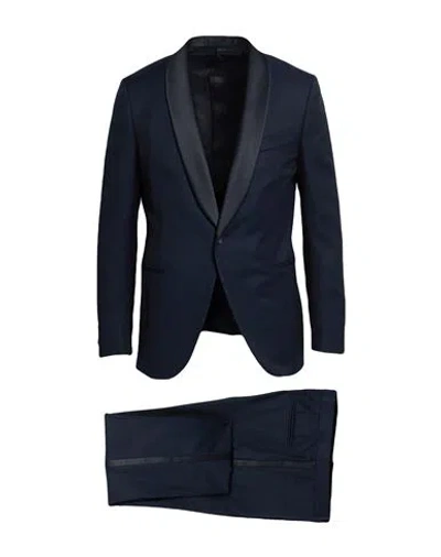 Caruso Man Suit Midnight Blue Size 44 Wool