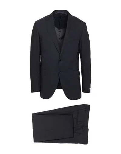 Caruso Man Suit Midnight Blue Size 44 Wool In Black