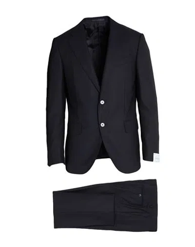 Caruso Man Suit Midnight Blue Size 44 Wool In Black