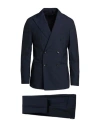 Caruso Man Suit Midnight Blue Size 42 Wool, Silk In Blue