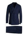 Caruso Man Suit Midnight Blue Size 40 Cotton, Wool In Blue