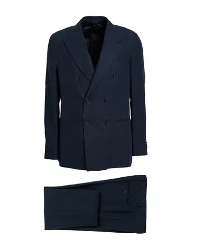 Caruso Man Suit Midnight Blue Size 46 Linen