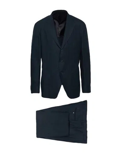 Caruso Man Suit Midnight Blue Size 46 Linen
