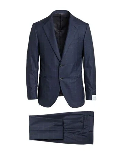 Caruso Man Suit Midnight Blue Size 46 Super 170s Wool
