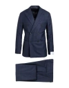 Caruso Man Suit Midnight Blue Size 46 Super 170s Wool In Blue