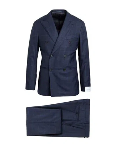 Caruso Man Suit Midnight Blue Size 46 Super 170s Wool