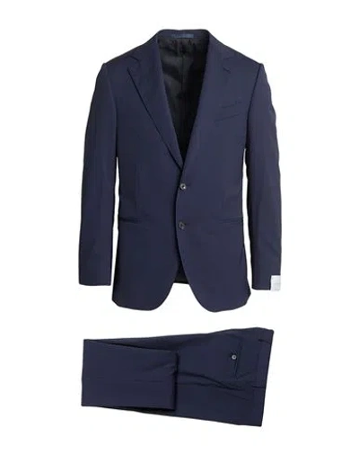 Caruso Man Suit Midnight Blue Size 46 Wool