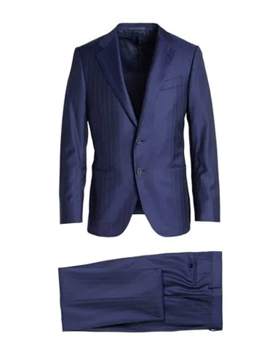 Caruso Man Suit Midnight Blue Size 46 Wool