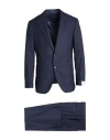 Caruso Man Suit Midnight Blue Size 46 Wool In Blue