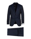 Caruso Man Suit Midnight Blue Size 46 Wool, Silk In Blue