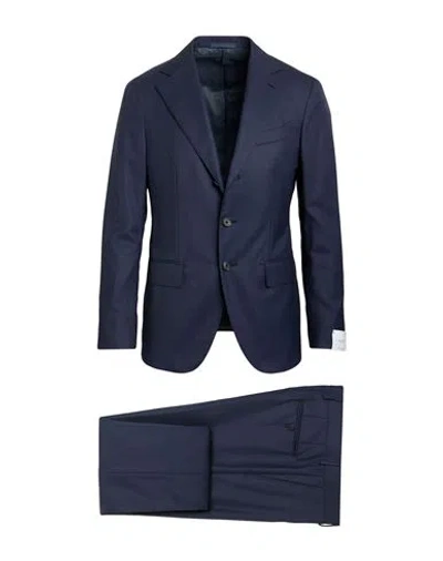 Caruso Man Suit Midnight Blue Size 48 Super 160s Wool