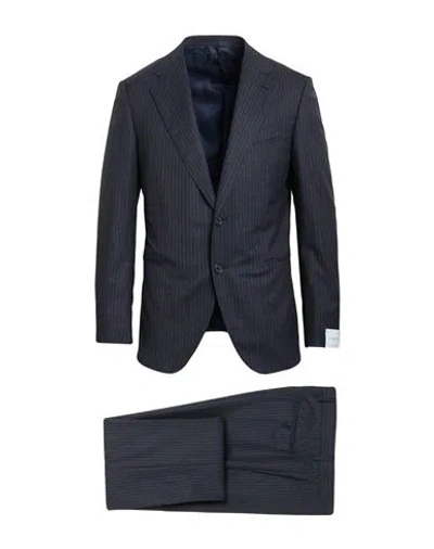 Caruso Man Suit Midnight Blue Size 48 Wool