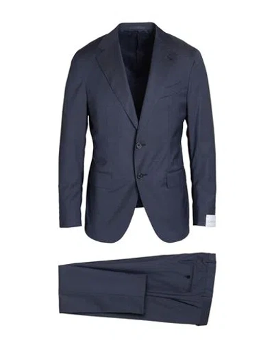 Caruso Man Suit Midnight Blue Size 48 Wool