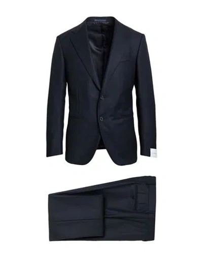 Caruso Man Suit Midnight Blue Size 48 Wool, Silk