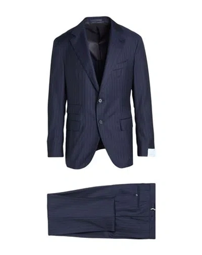 Caruso Man Suit Midnight Blue Size 50 Super 130s Wool