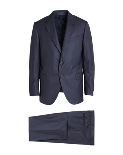 Caruso Man Suit Midnight Blue Size 50 Wool