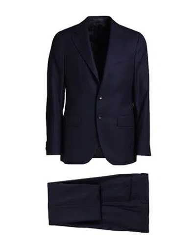 Caruso Man Suit Navy Size 42 Wool, Cashmere In Navy Blue